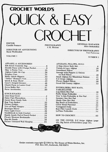 Crochet World Quick & Easy 1 1984 2 NO 3