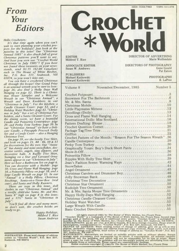 Crochet World 1985 2NO 3-5 ads