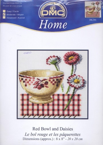 _red bowl and daisies