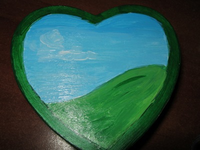 Шкатулка-сердце «Одинокое дерево» ручной работы